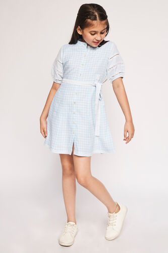 Blue Checks Flared Dress, , image 2